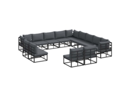 Conjunto 13 Conjunto De Sofá De Jardim Vidaxl Preto Alumínio (353 X 353 X 71 Cm)