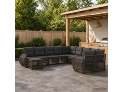 Vidaxl Conjunto De Sofá De Jardim 11 Unid. Cinzento Vime Pe