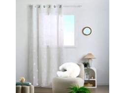 Voilage Infantil Bordado Estrelas E Luas Natural 140x260 Cm