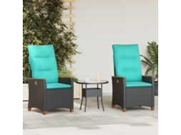 Vidaxl Cadeira De Jardim Reclinável Preto E Turquesa Vime Pe