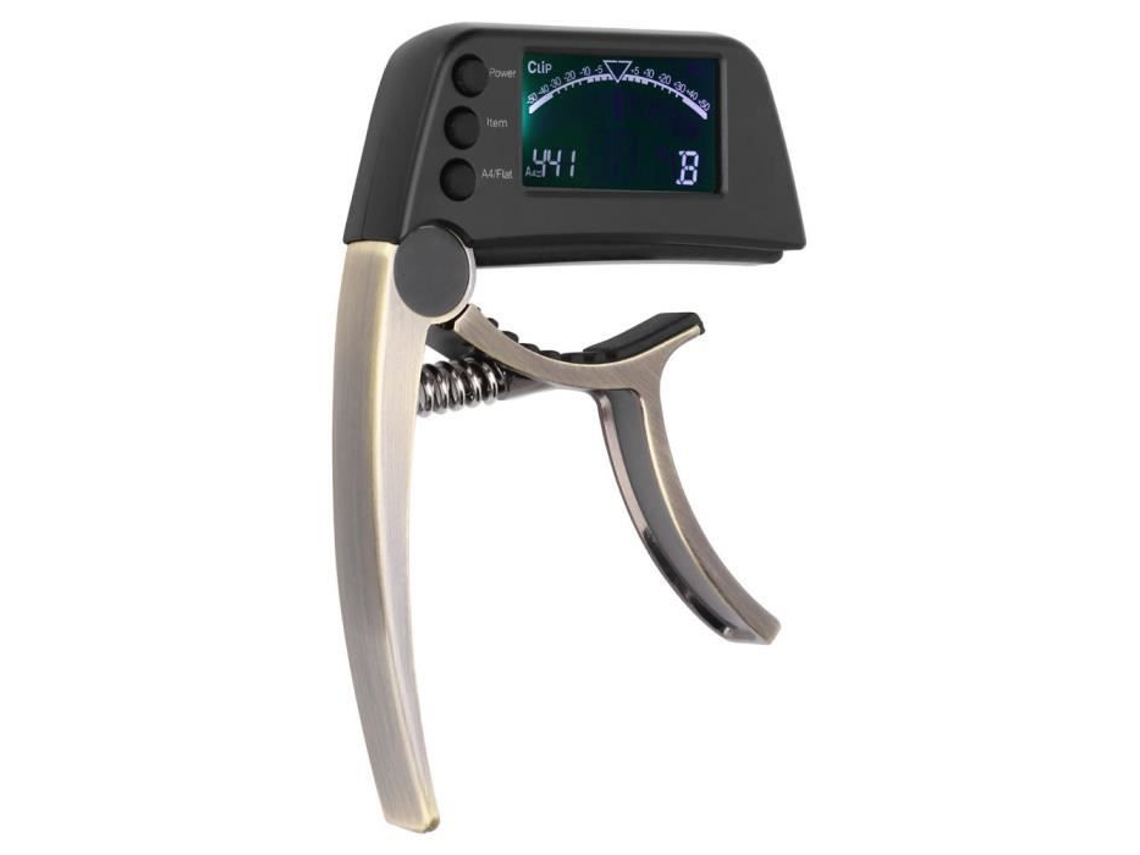 Guitarra Capo Tuner Guitarra Capo Tuner Liga de Zinco Abs 2 em 1 Clipe com Lcd para Ukuleles Clássicos