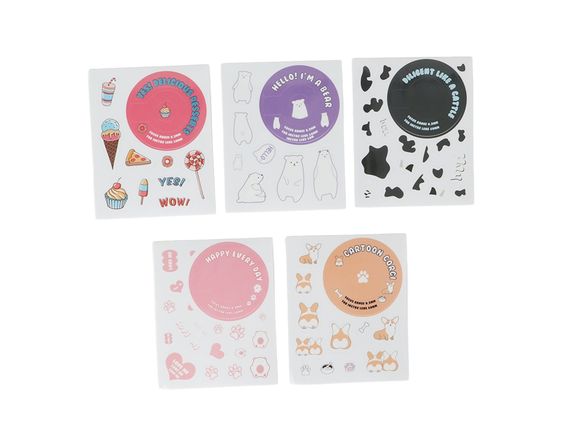 Adesivos decorativos DIY em quadrinhos para câmera Fuji Instax Mini 11, 5 padrões diferentes, séries de animais e sobremesas, 2026.