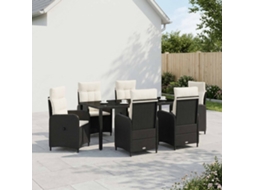 Vidaxl Conjunto De Jantar Para Exterior 7 Pcs Preto E Branco Creme