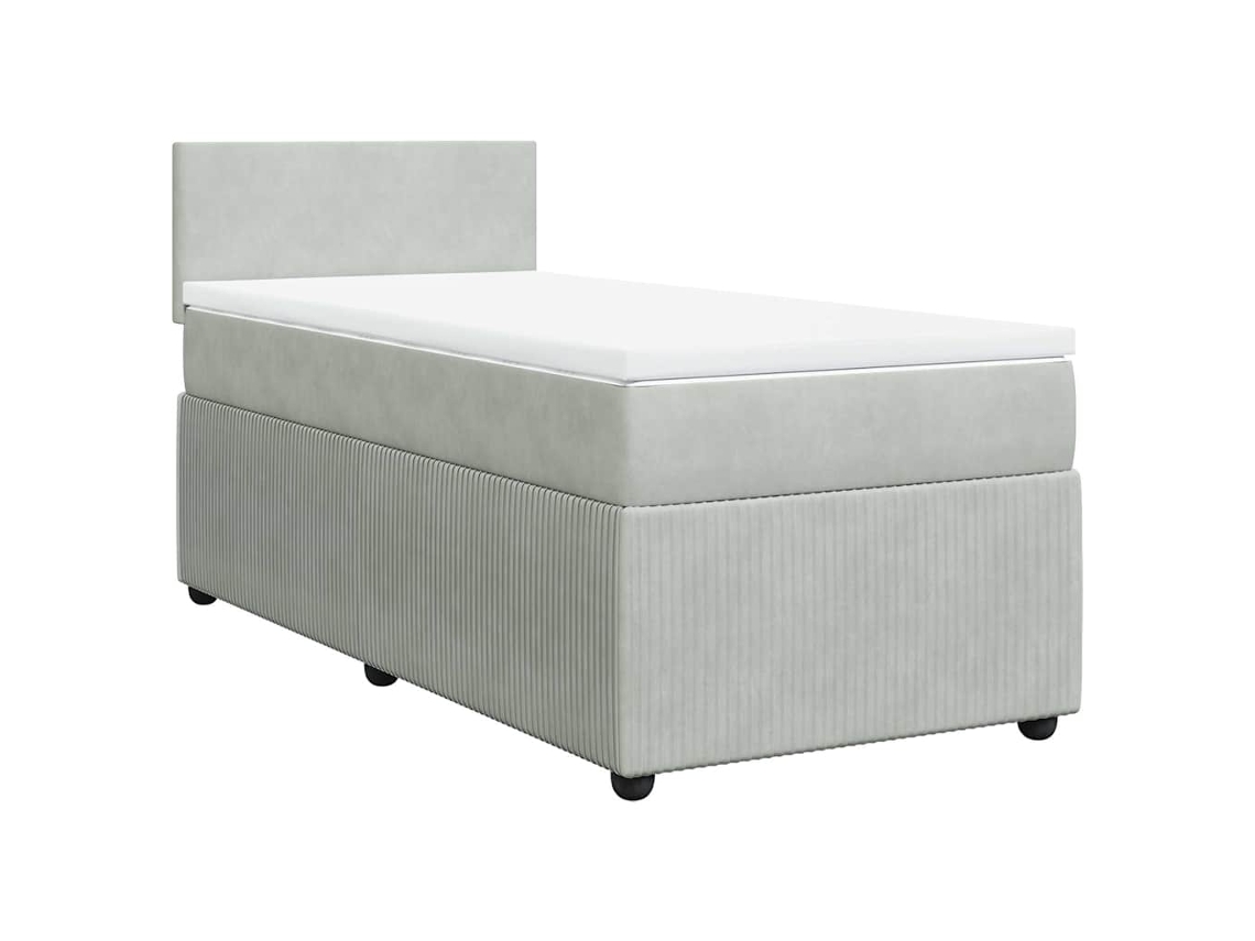 Cama com Molas/colchão 90x190 Cm Veludo Cinza claro MAISON EXCLUSIVE