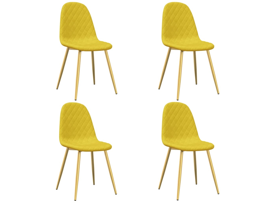 Dining Chair, Dining Chairs Vidaxl Amarelo Veludo (n/a)