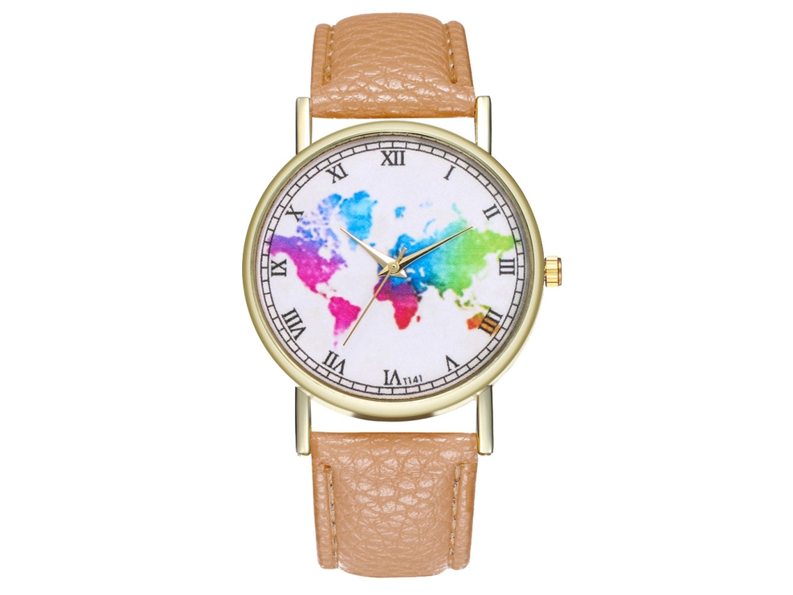 Reloj De Pareja De Cuarzo Con Correa De Pu Para Hombres Estudiantes (beige)