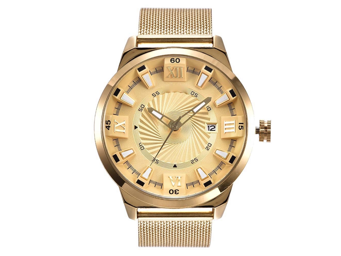 Reloj De Moda Vintage Para Hombre De Acero Zinc, Cuarzo, Dial Redondo, Impermeable (oro)