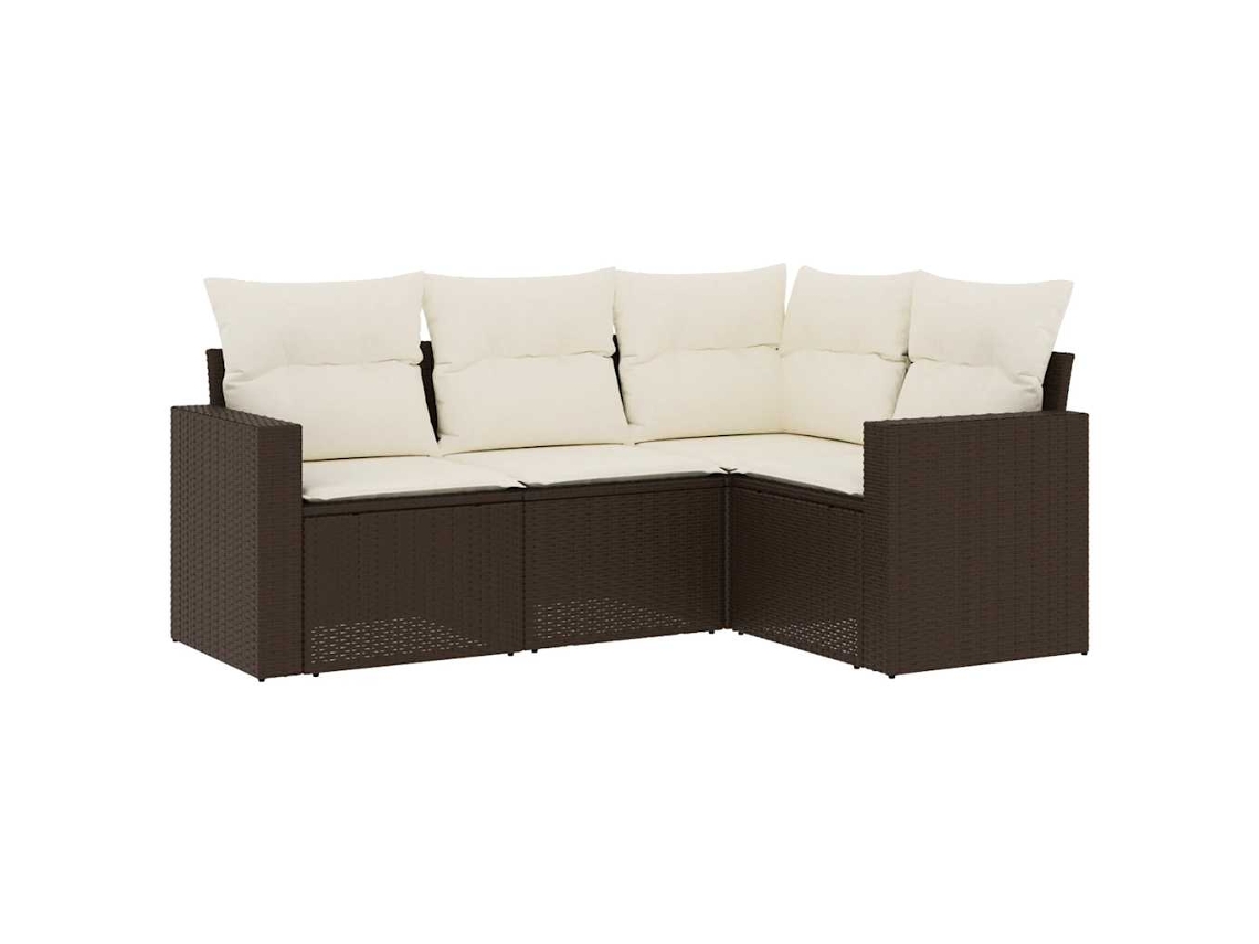 Conjunto de 4 Sofás de Jardim com Almofadões Vime Pe Castanho MAISON EXCLUSIVE (4 pcs)