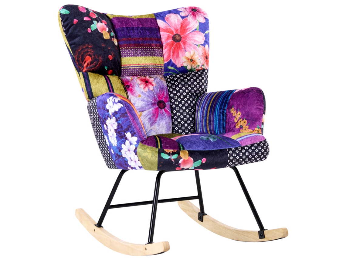 Mecedora Beliani Oulu De Terciopelo Multicolor 71x83x104