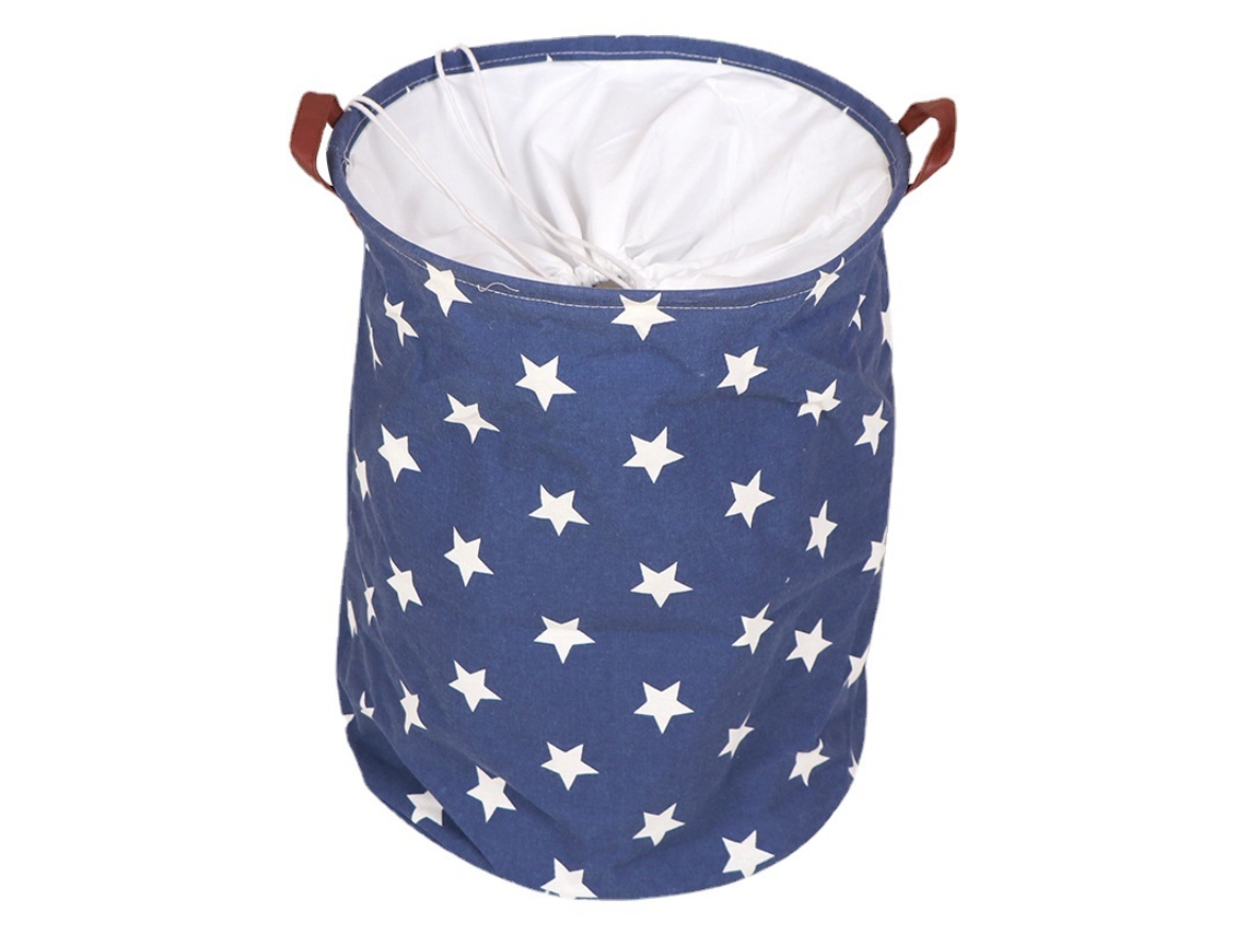 Cesto de roupa, em malha, 40x35cm, com saco, baleia azul BRILVIBERA