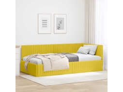 Vidaxl Estrutura De Cama De Canto Amarelo 100 Cm X 200 Cm Veludo