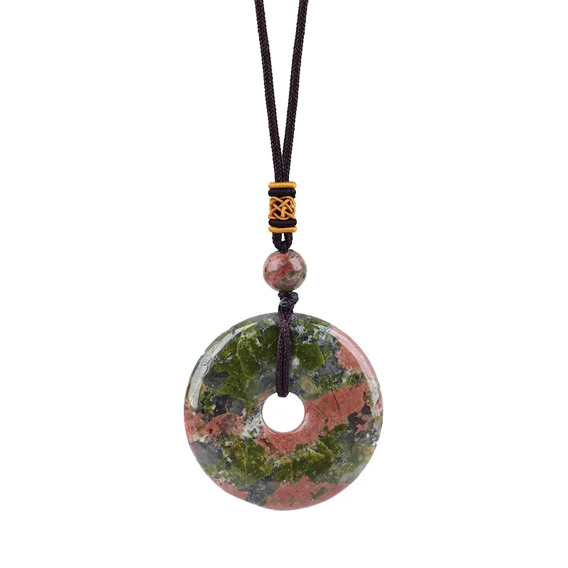 Anel de Cristal de Cura Reiki em Formato de Rosquinha Joia Presente MDUG (epidoto Verde)