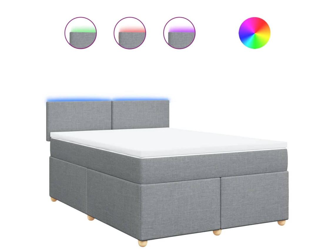 Box Spring Bed, Box Spring Beds Vidaxl Cinzeto Tecido (140 X 190 Cm)