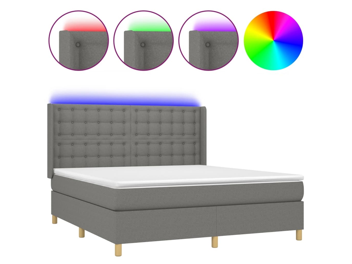 Box Spring Bed, Box Spring Beds Vidaxl Cinzeto Tecido (160 X 200 Cm)