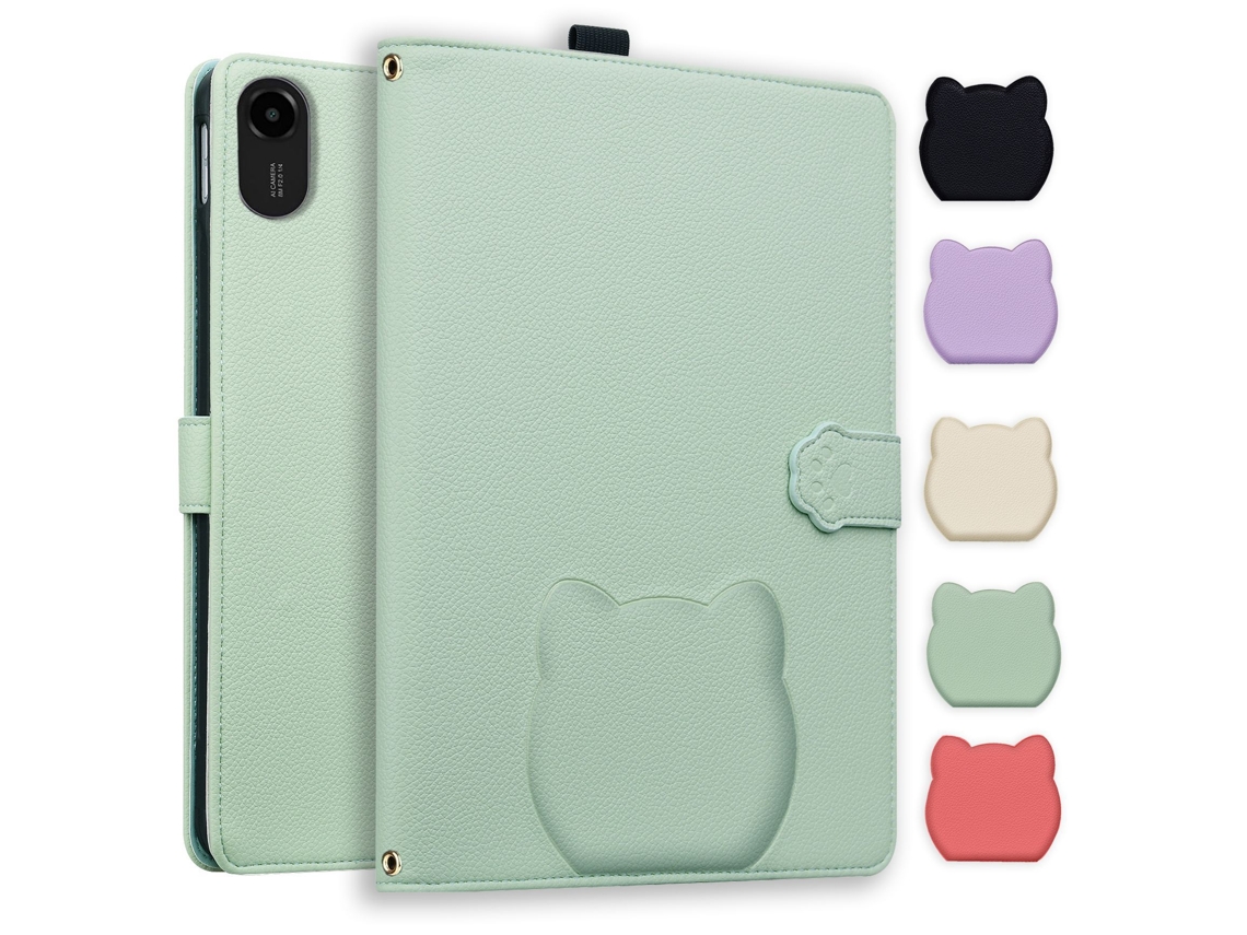 Capa Hexinyigjly Para Redmi Pad Se De 8,7 Polegadas (modelo 2024),design De Gato, Suporte Multiangular Verde