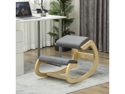 Cadeira Ergonómica De Joelhos 55x85x55 Cm Cinzento Com Almofadas Acolchoadas E Estrutura De Madeira