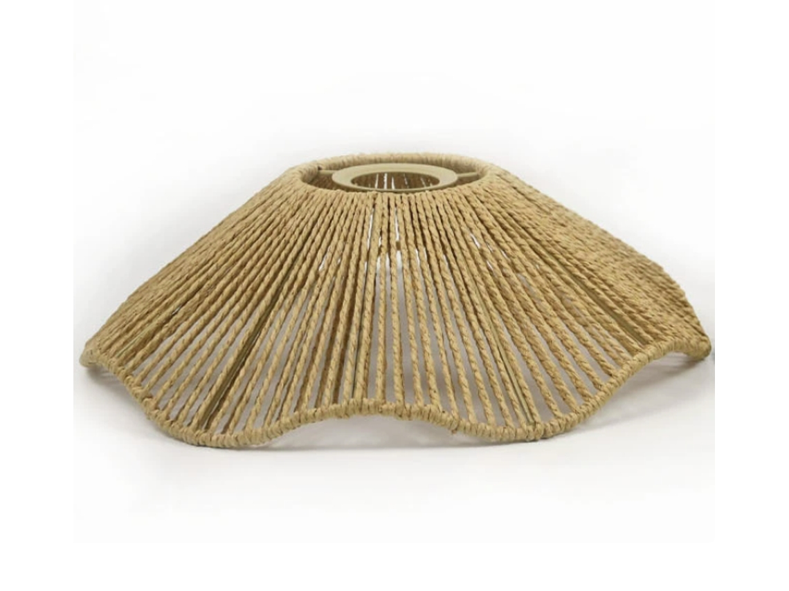 Luminária Pendente Retrô Amarela Em Formato De Chapéu De Palha – Ideal Para Decoração De Interiores De Salões De Chá E Escritórios.