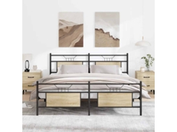 Estrutura De Cama Sem Colchão 183x213cm Metal Carvalho Sonoma