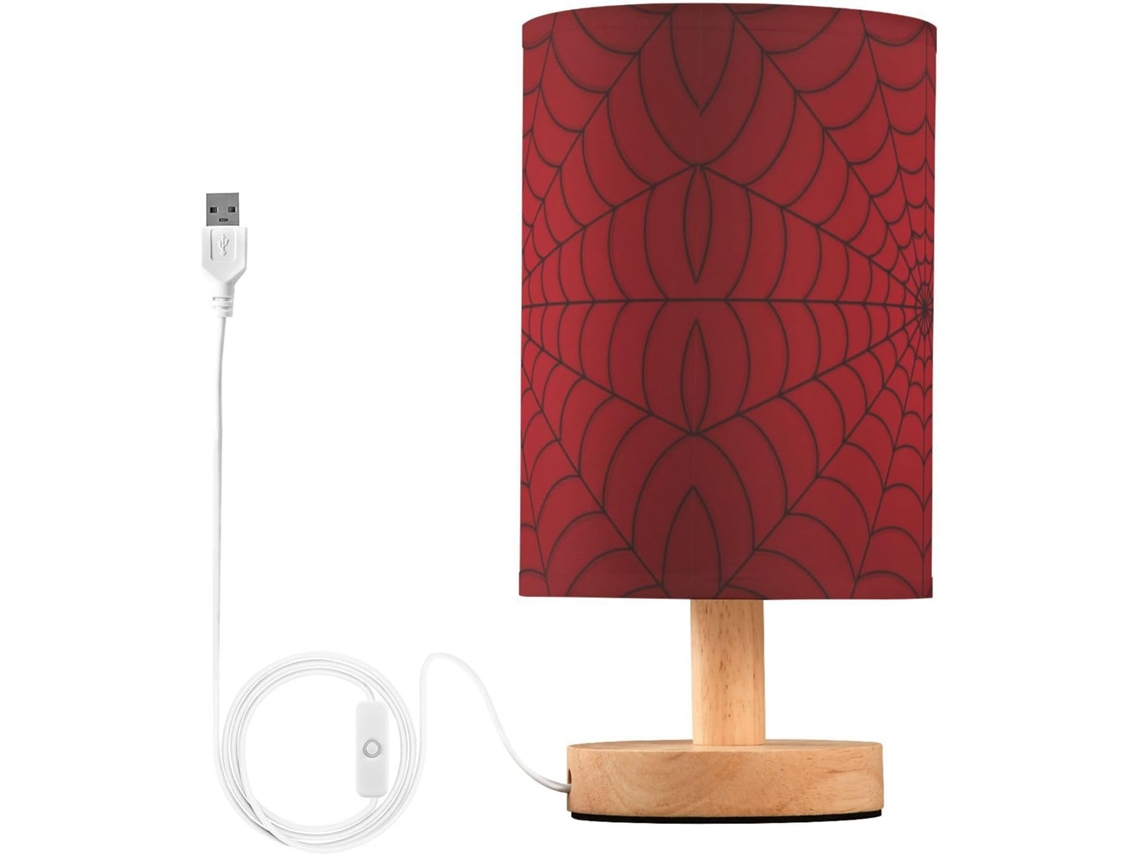 Abajur De Cabeceira Kcldeci Com Estampa Teia Aranha Para Quarto, Fazenda Style, Mesa De Cabeceira, Mesa de Trabalho