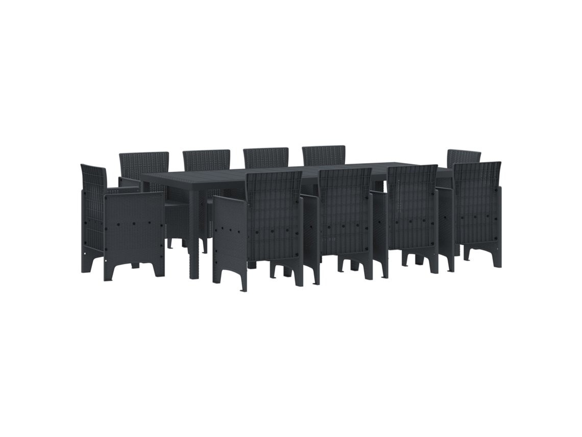 Conjunto 11 Conjunto De Jantar Para Jardim Vidaxl Antracite Polipropileno (250 X 100 X 73 Cm)