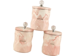 Conjunto De 3-potes Cerâmica Com Estampa Mármore, Ideais Para Organizar Chá, Café E Açúcar, Além De Decorar A Casa