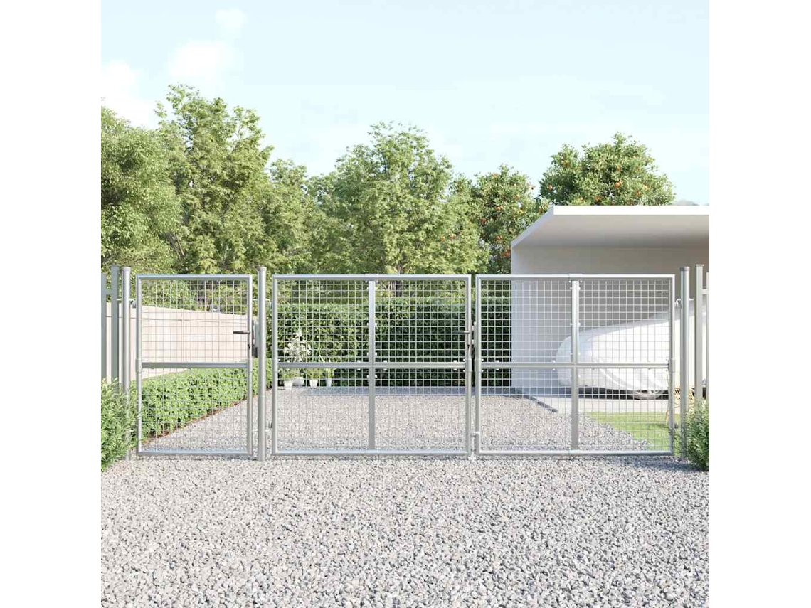 Vidaxl Portão De Jardim Em Tela Metálica Cor Prata 400 X 125 Cm Em Aço Galvanizado.