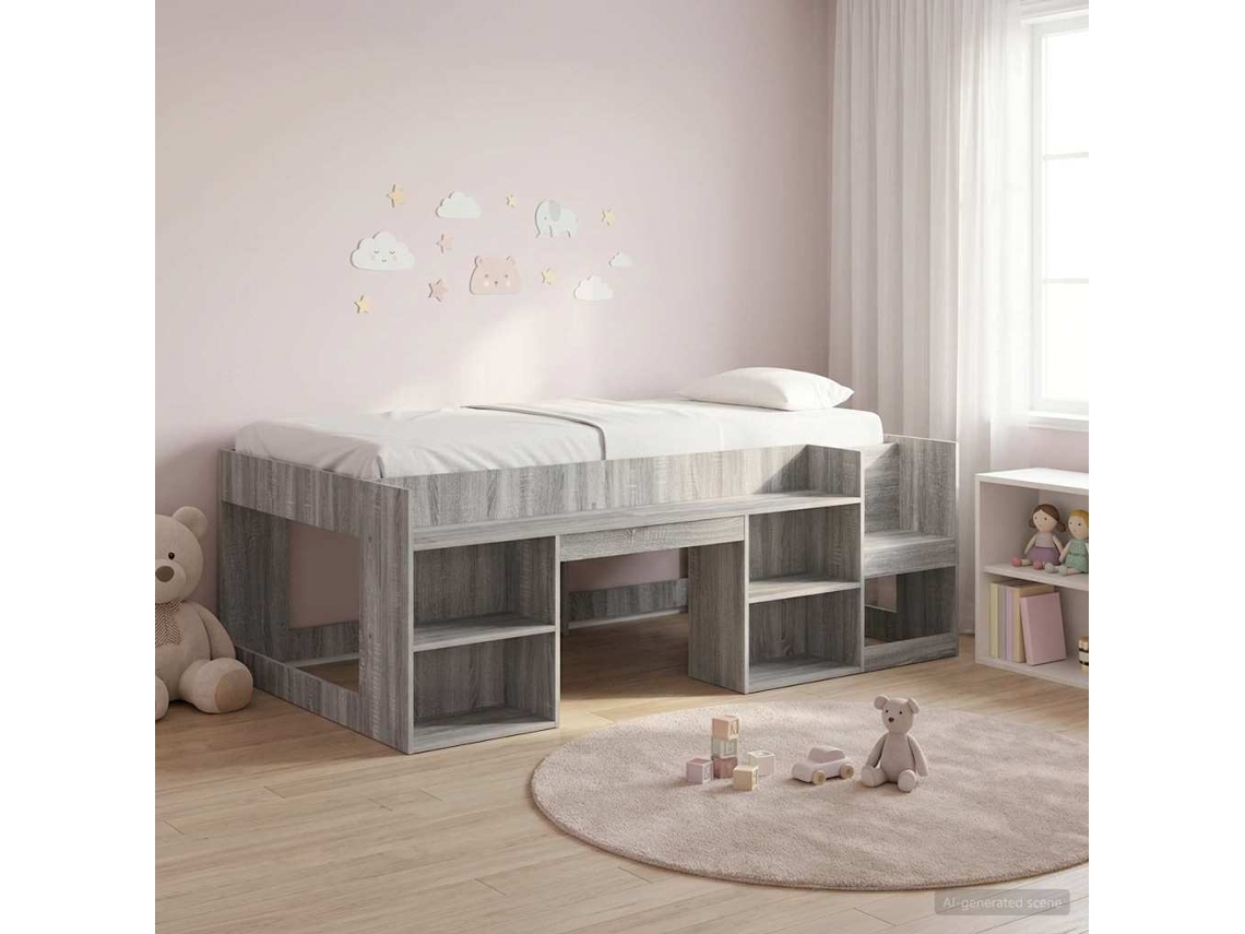 Vidaxl Estrutura De Cama Infantil Com Armazenamento Sonoma Cinzento