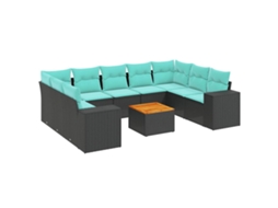 Conjunto de Sofá Jardim 3 Peças Almofadas Rattan Sintético MAISON EXCLUSIVE