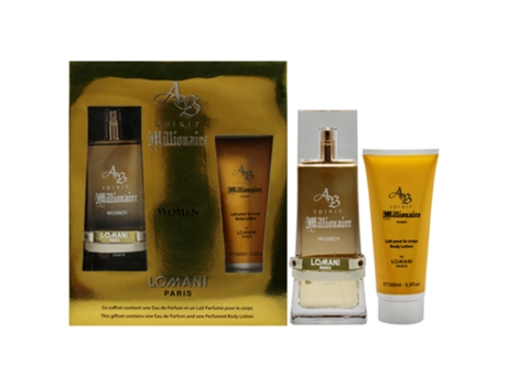 AB Spirit Millionaire da LOMANI para mulheres - conjunto de 2 unidades para presente spray EDP de 3,3 onças, loção corporal de 3,3 onças