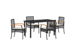 Conjunto de Jantar para Jardim 5 Pcs - Móveis de Jardim para Refeição Preto Vime Pe HARLANV1