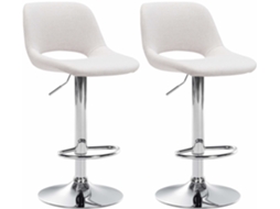 Conjunto de 2 bancos de bar em tecido Camden creme/metal cromado CLP
