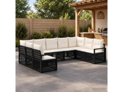 Vidaxl Conjunto De Sofá De Jardim 9 Unid. Preto Vime Pe