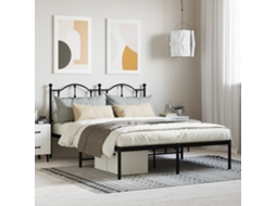 Estrutura De Cama Com Cabeceira 140x200 Cm Metal Preto