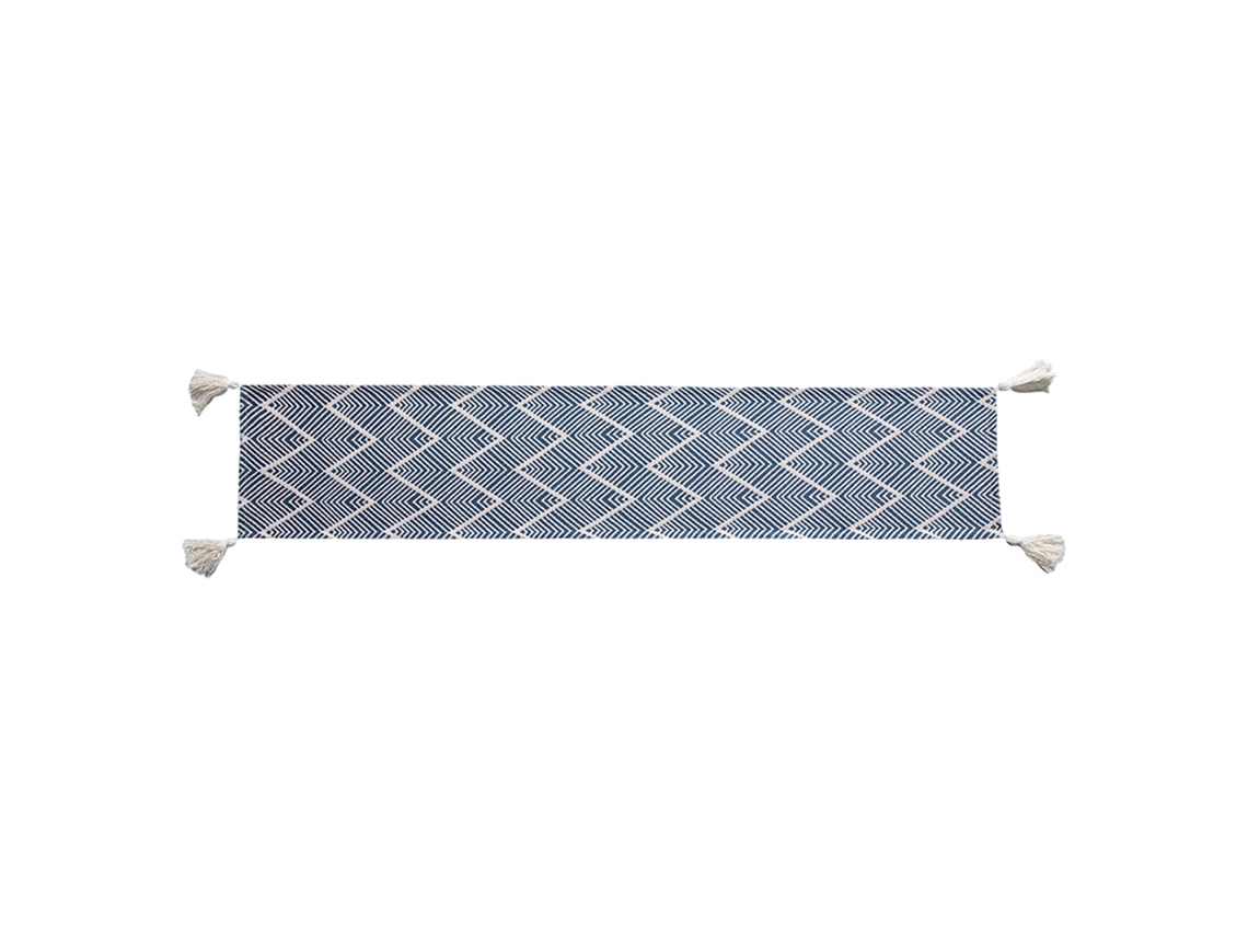 13 X 70 Padrão Ondulado Mesa de Jantar Toalha de Mesa Adequado para Café Decoração de Mesa de Fazenda Longa Azul Marinho