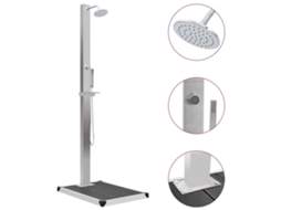 Vidaxl Chuveiro Para Exterior Com Base Wpc Aço Inoxidável
