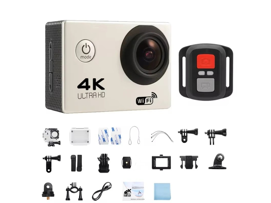 Câmera de Ação Wifi Ultra Hd 4k de 2 Polegadas a 30 Fps, À Prova D'água MDUG (branca 64gb)