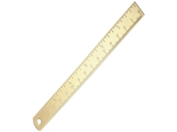 Régua de latão de 30 cm para medição e desenho, com graduação, leve e portátil, ideal para arquitetos e material escolar.