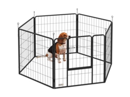 Cercadinho para Cães com 6 Painéis de Aço Dobráveis, Porta 80 X 80 Cinza S/MARCA