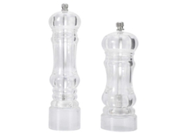 Conjunto de moedores de Sal e Pimenta AQUAFORGE, recipientes transparentes, ajustáveis