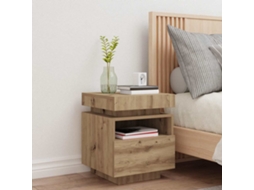 Vidaxl Mesa De Cabeceira C/ Leds 40x39x48,5 Cm Carvalho Artisiano