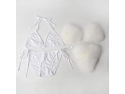 Fasst Conjunto de Bikini de Dois Piezas, Cuerdas, Triângulo de Piel Falsa S/MARCA