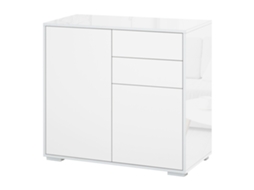 Cômoda De Armazenamento Com 2 Gavetas E 2 Armários, Prateleiras Ajustáveis, Multiuso Para Sala, Cozinha E Quarto, 79x36x74cm, Branco