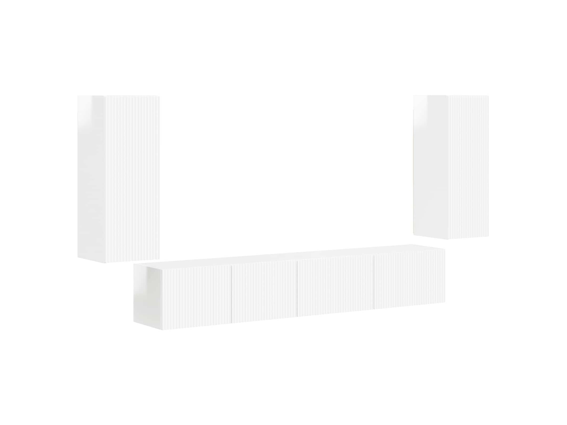Conjunto Móvel TV 4 Peças Branco Brilhante MAISON EXCLUSIVE