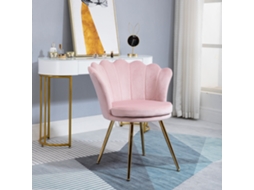 Poltrona Estilo Vintage Em Veludo Com Pés Em Tons De Rosa E Dourado.