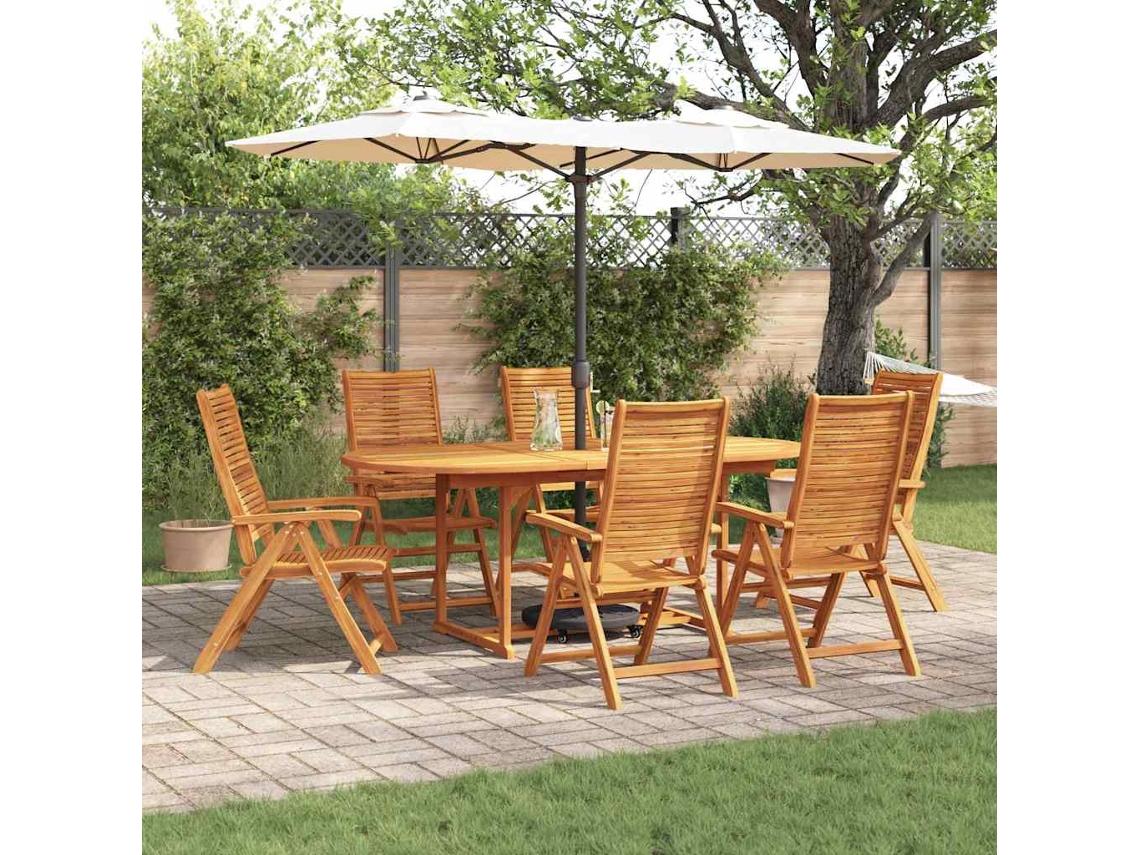 Vidaxl Conjunto De Jantar Para Jardim 7 Pcs Castanho