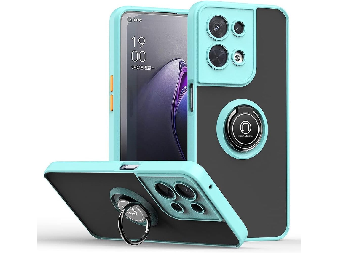 Capa Fina Absorção Anel Rotação Graus Proteção para Oppo Reno 8 5G HONGWE. Anti-Choque Azul