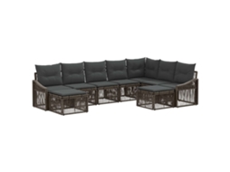 Vidaxl Conjunto De Sofá De Jardim 9 Pcs Cinzento Vime Pe