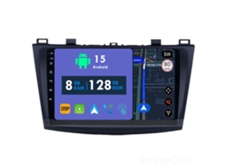 Auto Rádio Carro Bluetooth Autoradio 8GB RAM 128G ROM CarPlay Navegação GPS Ecrã Táctil RoverOne para Mazda 3 Mazda3 BL 2010-2013  