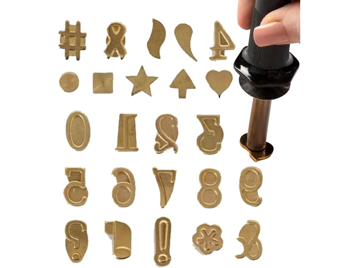 Kit De Carimbos A Quente Para Ferramentas - Letras, Números E Símbolos Em Cobre Para Madeira.