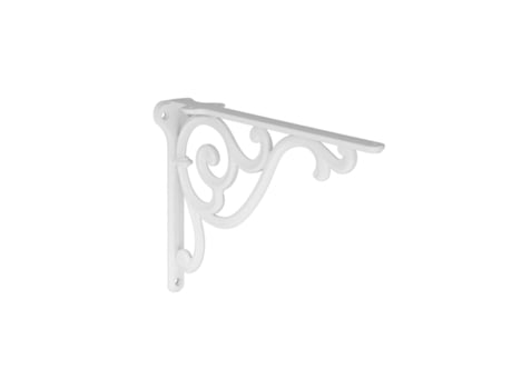 Suporte de Prateleira Liga de Zinco. Estilo Clássico. Diâmetro 250 x 175 mm. Acabamento Verniz Branco Fosco HARDWAREXCHANGE